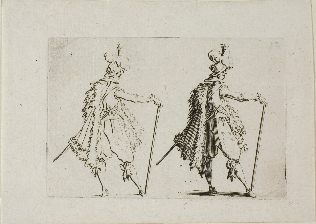 Il gentiluomo con un grande bastone, da I capricci da Jacques Callot