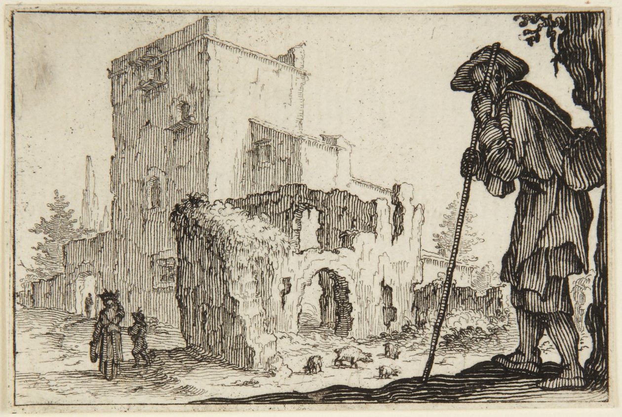 Il pastore e le rovine da Jacques Callot