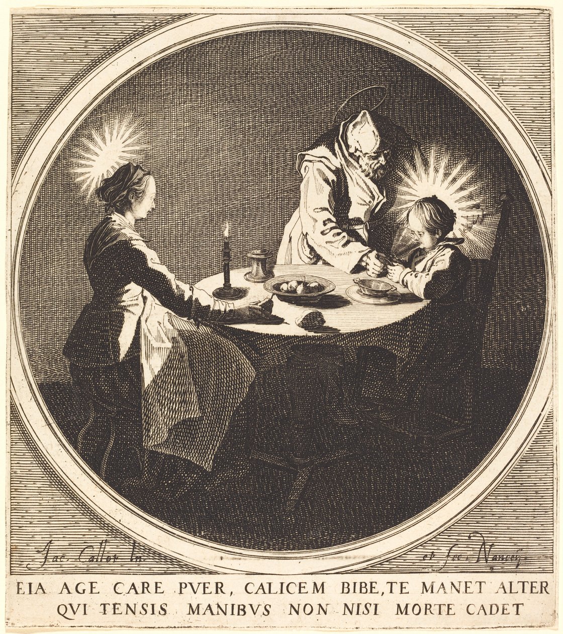 La Sacra Famiglia a tavola da Jacques Callot