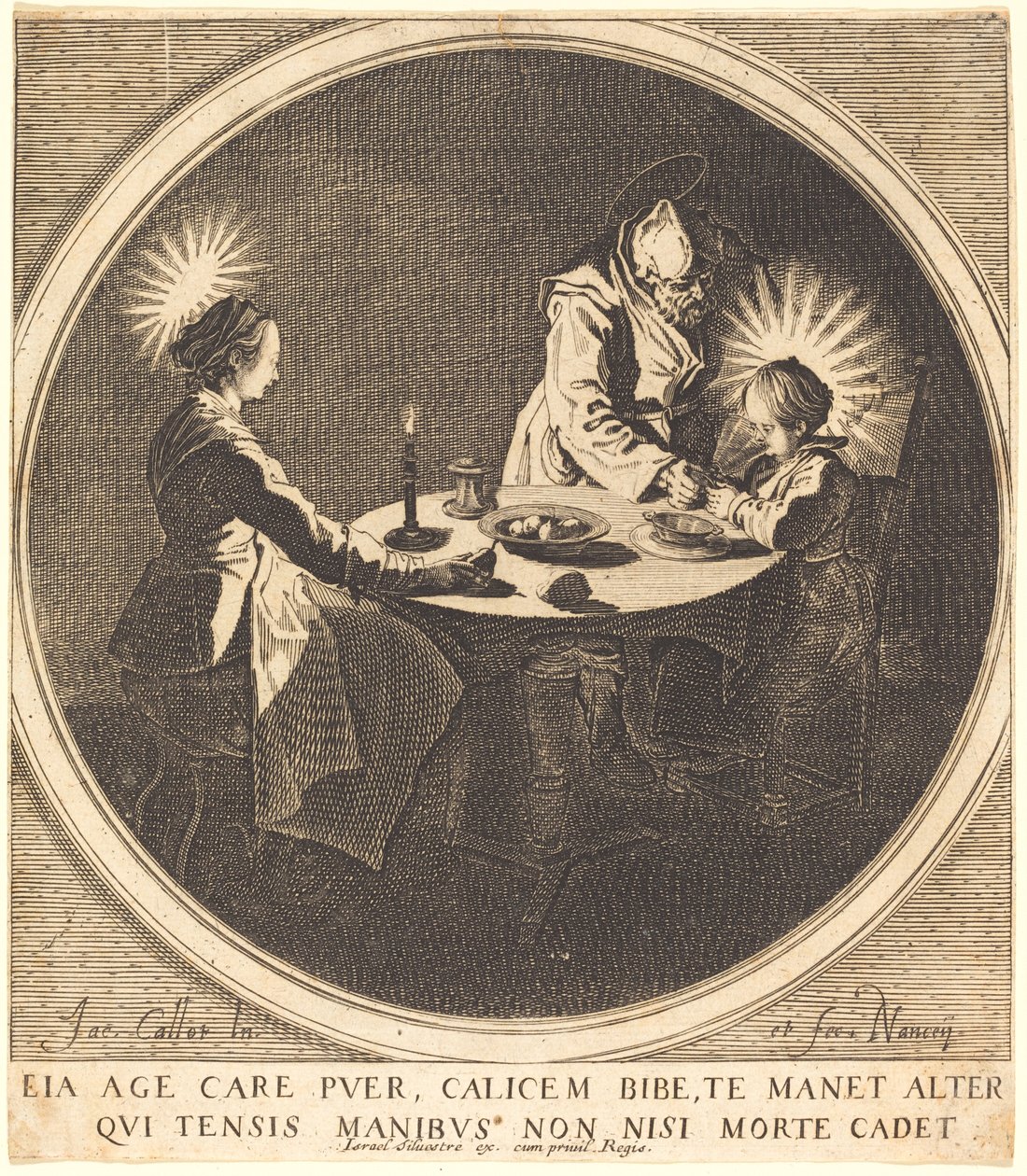La Sacra Famiglia a tavola da Jacques Callot