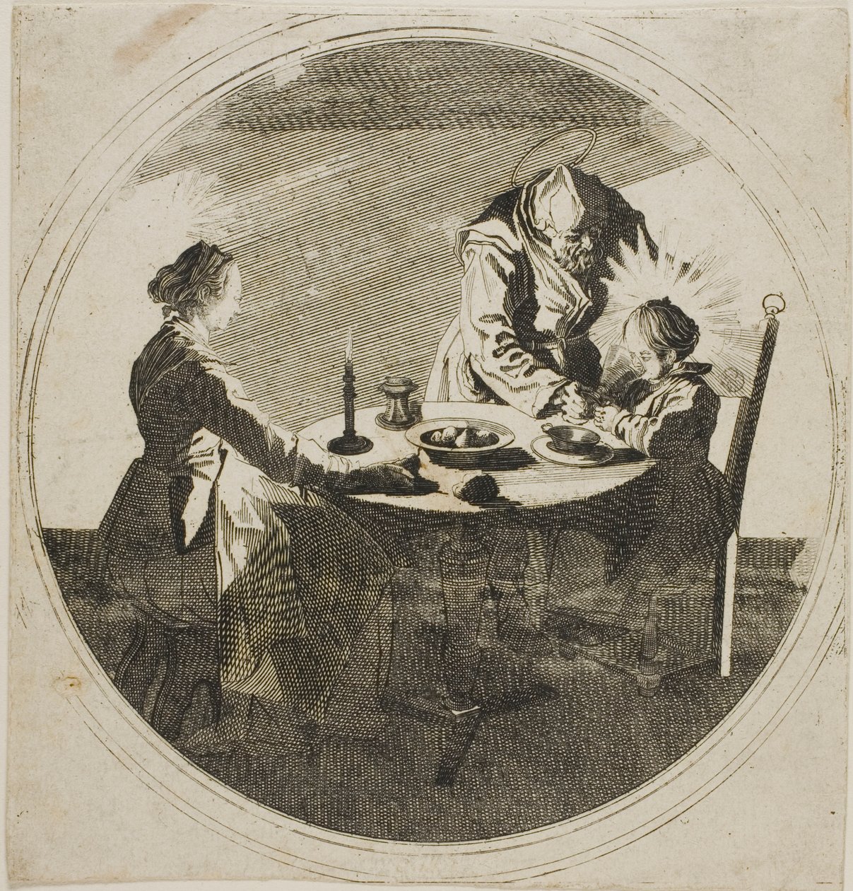 La Sacra Famiglia a tavola da Jacques Callot