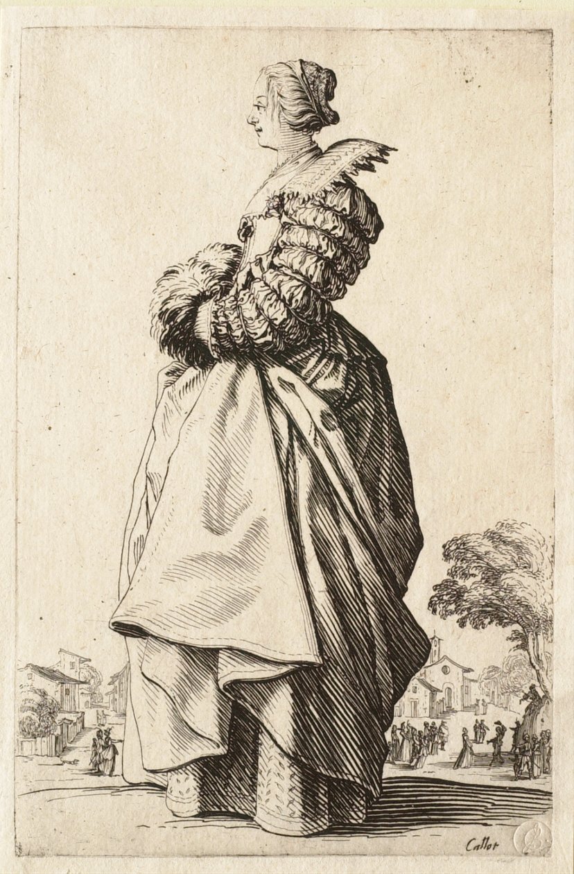 La dama di profilo con le mani nel manicotto da Jacques Callot