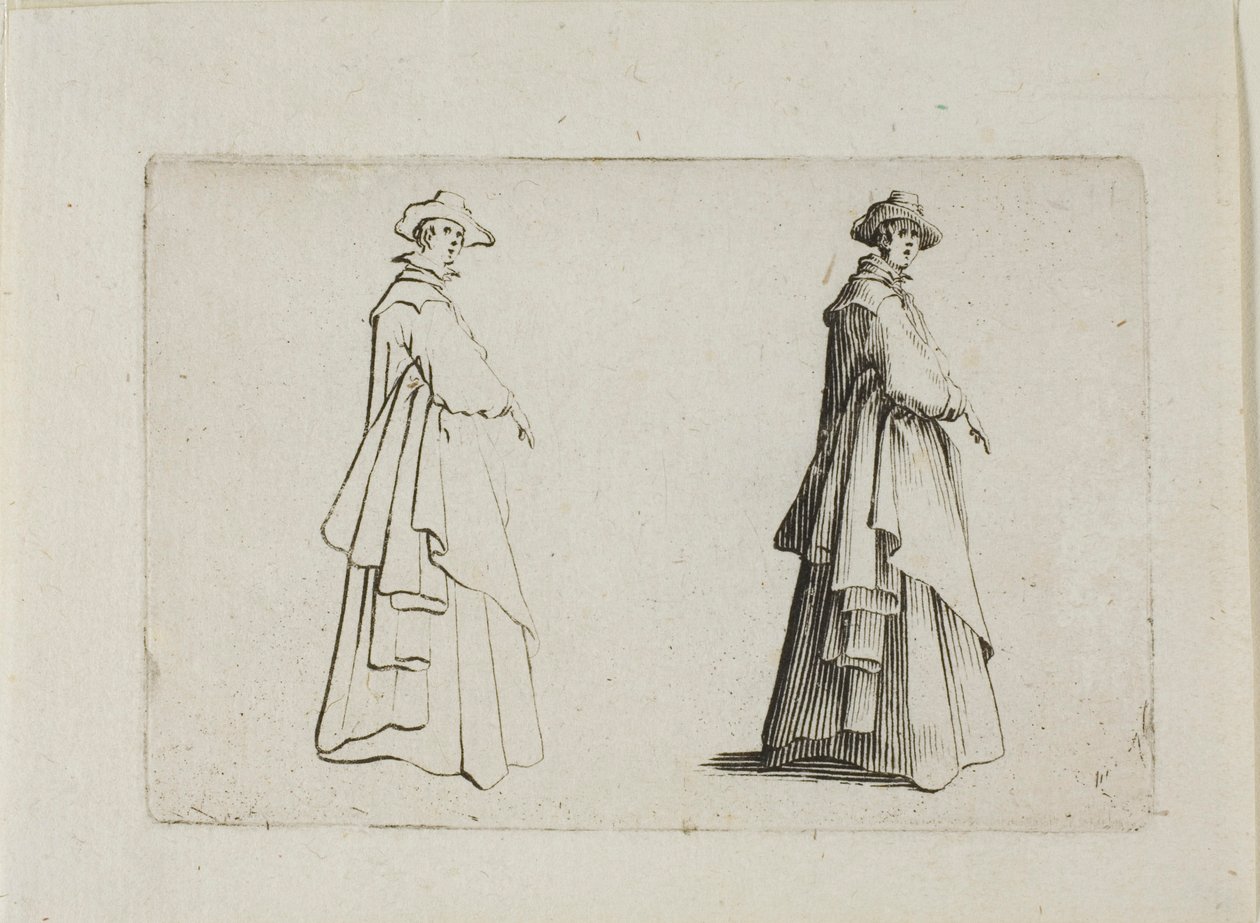 La signora con abiti completi, da I Capricci da Jacques Callot