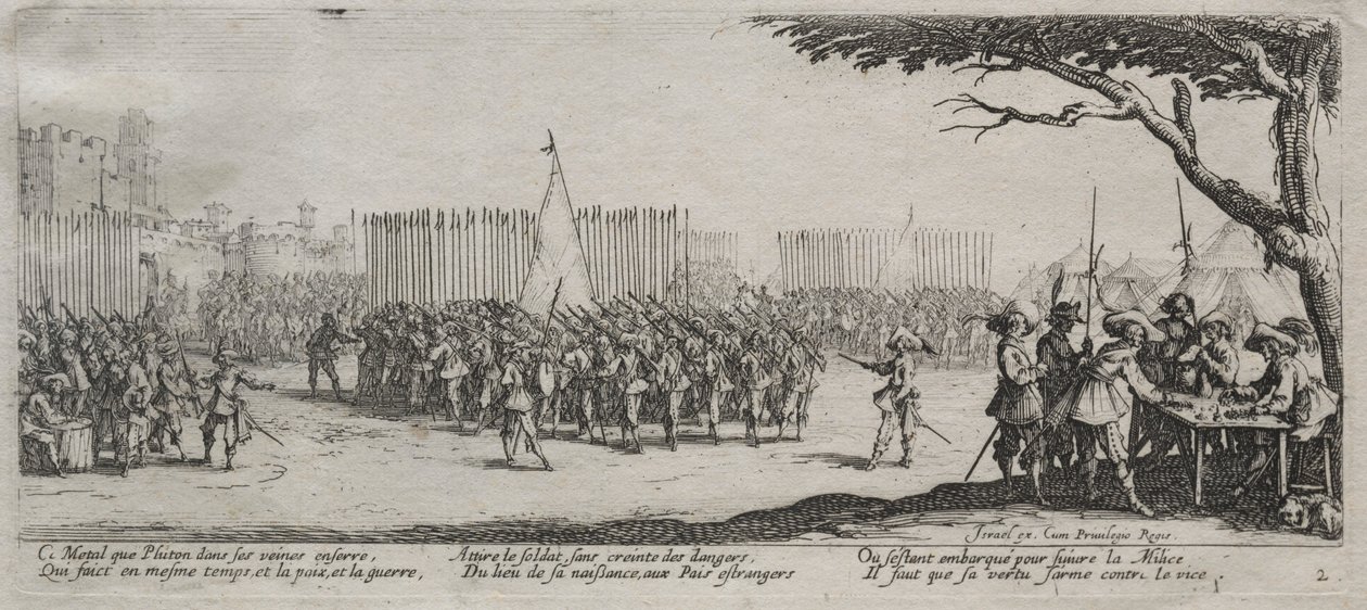 Le grandi miserie della guerra: Arruolamento delle truppe, 1633 da Jacques Callot
