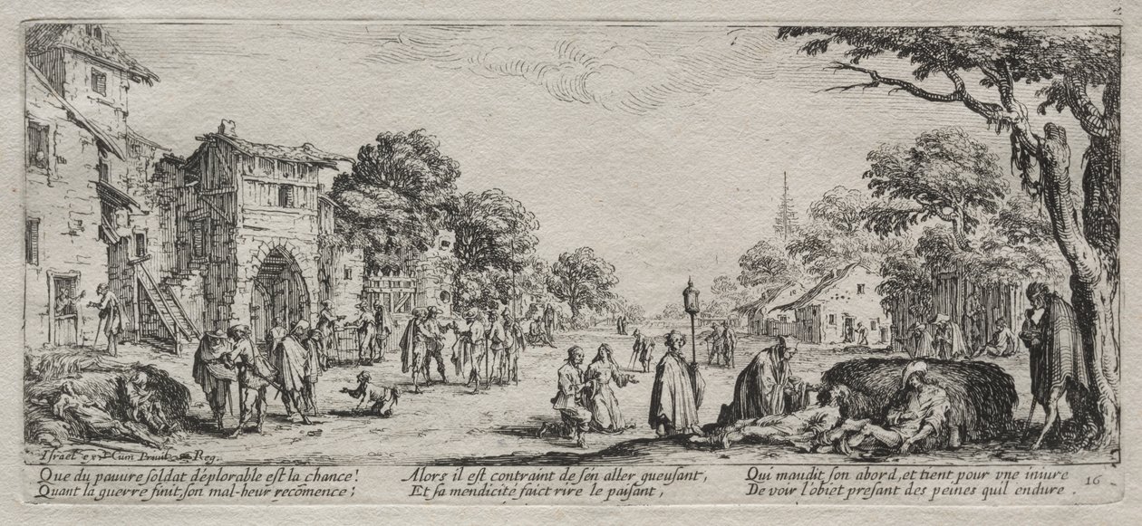 Le grandi miserie della guerra: I mendicanti e i morenti da Jacques Callot