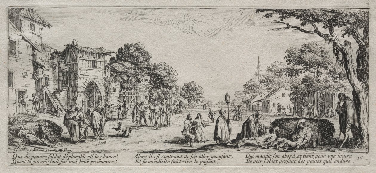 Le grandi miserie della guerra: i mendicanti e i morenti, 1633 da Jacques Callot
