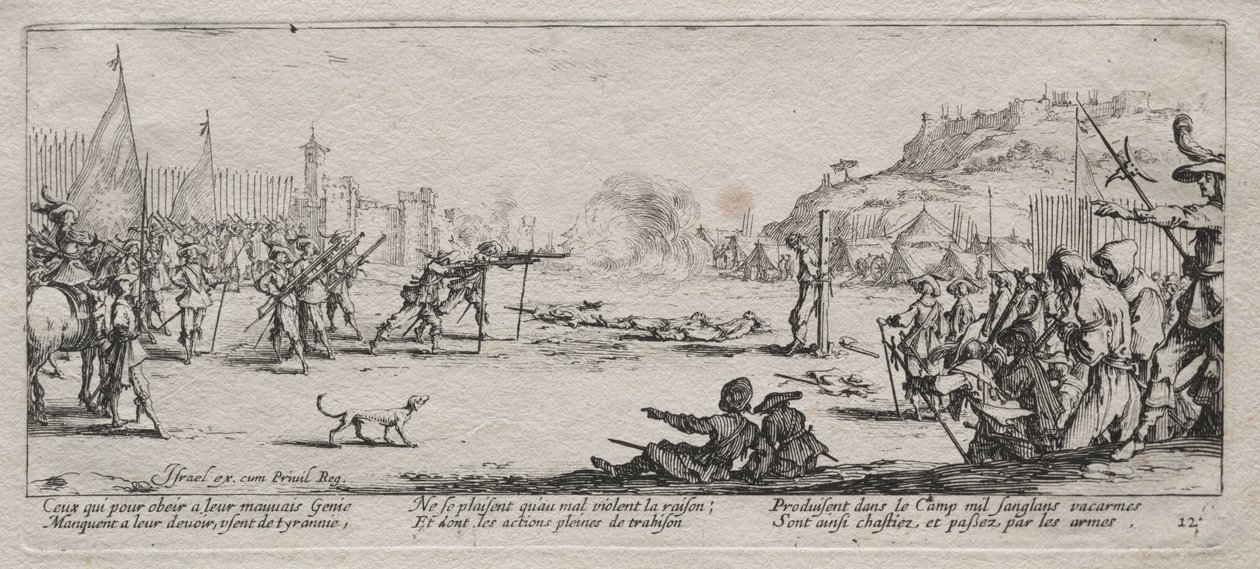Le grandi miserie della guerra: Il plotone di esecuzione, 1633 da Jacques Callot