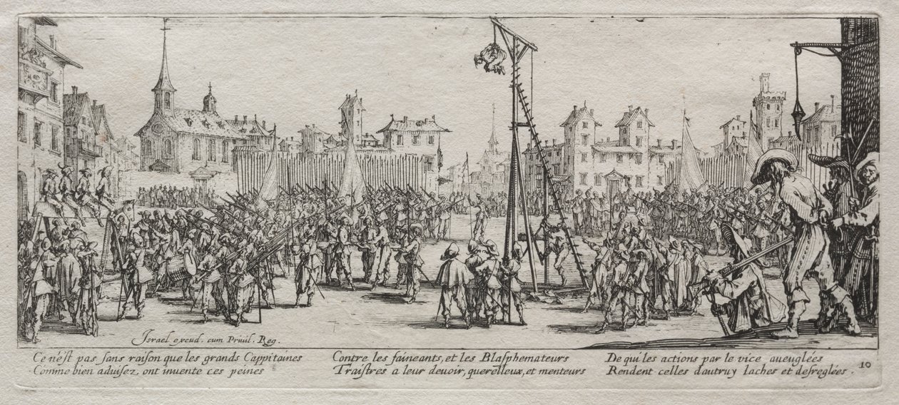 Le grandi miserie della guerra: Lo strappado, 1633 da Jacques Callot