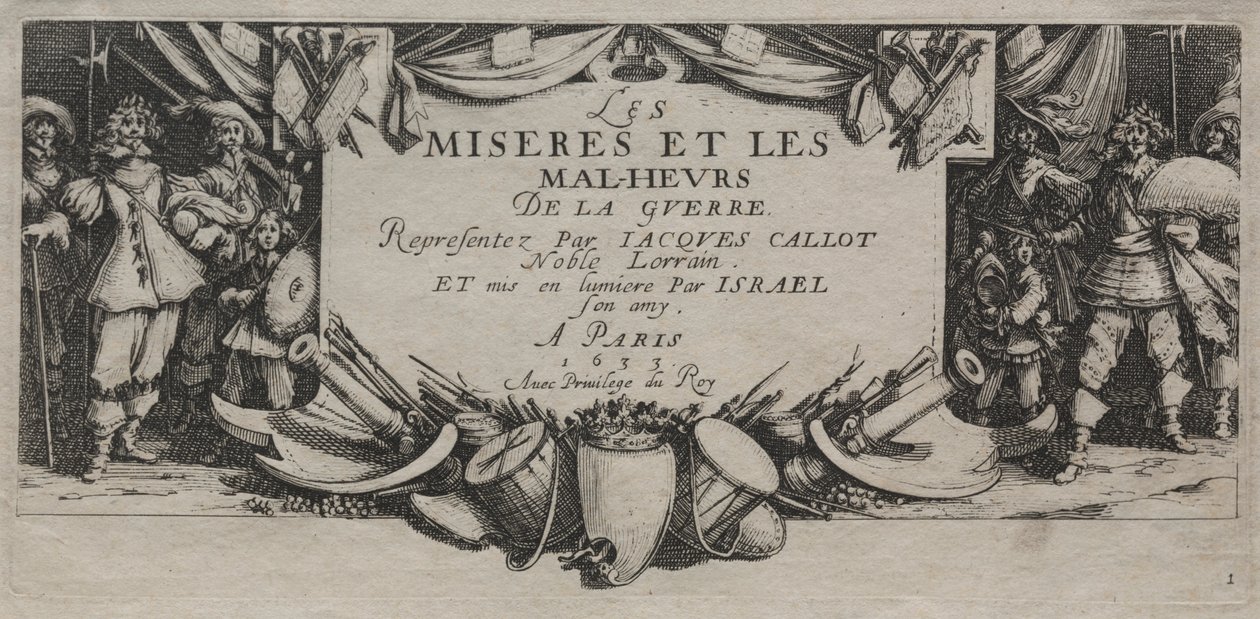 Le grandi miserie della guerra: Pagina del titolo da Jacques Callot
