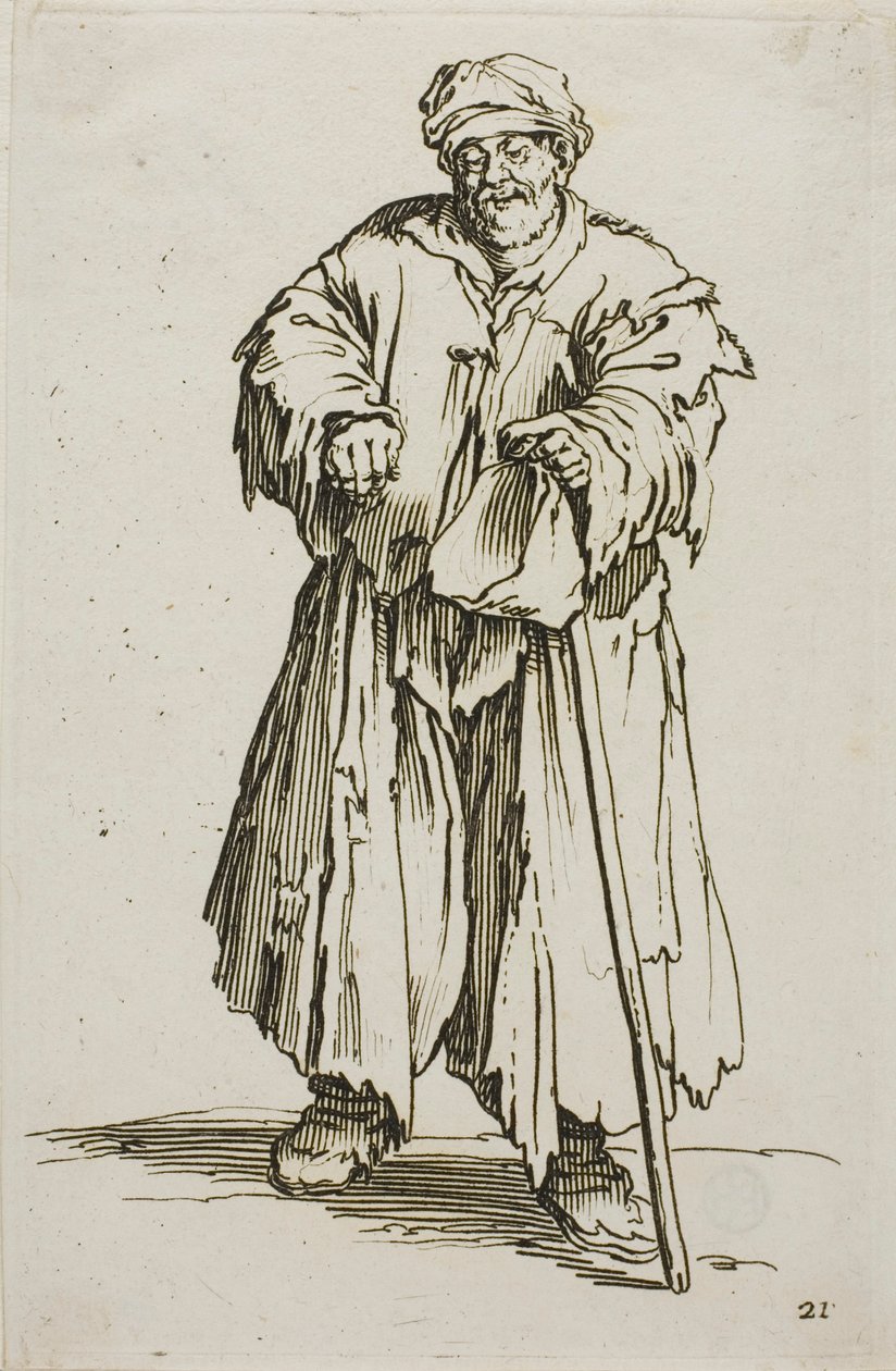 Il mendicante obeso con gli occhi abbassati, tavola 21 da I mendicanti da Jacques Callot