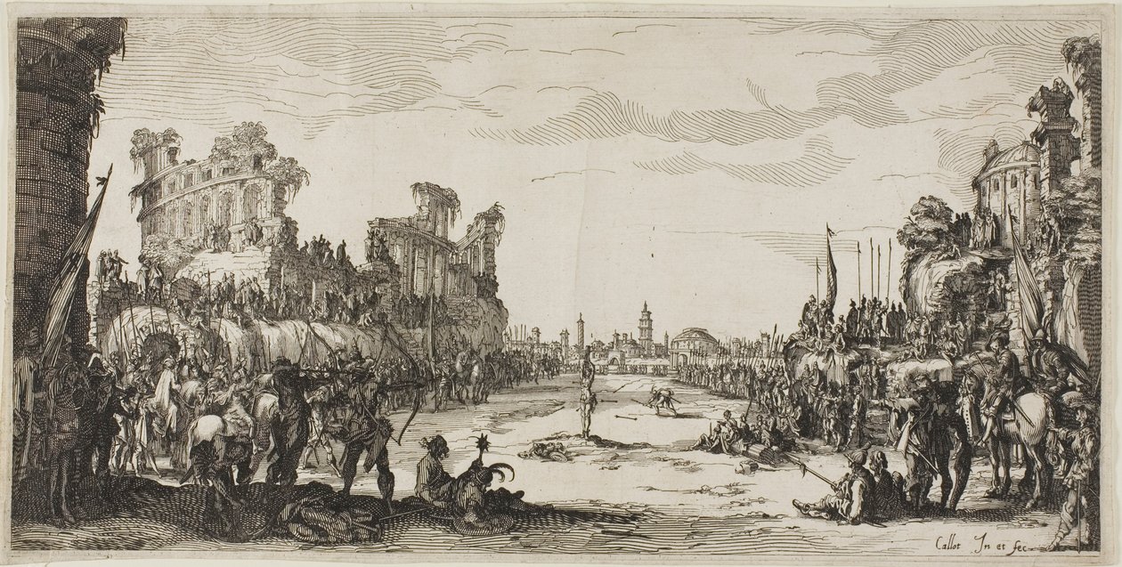 Il calvario delle frecce (San Sebastiano) da Jacques Callot