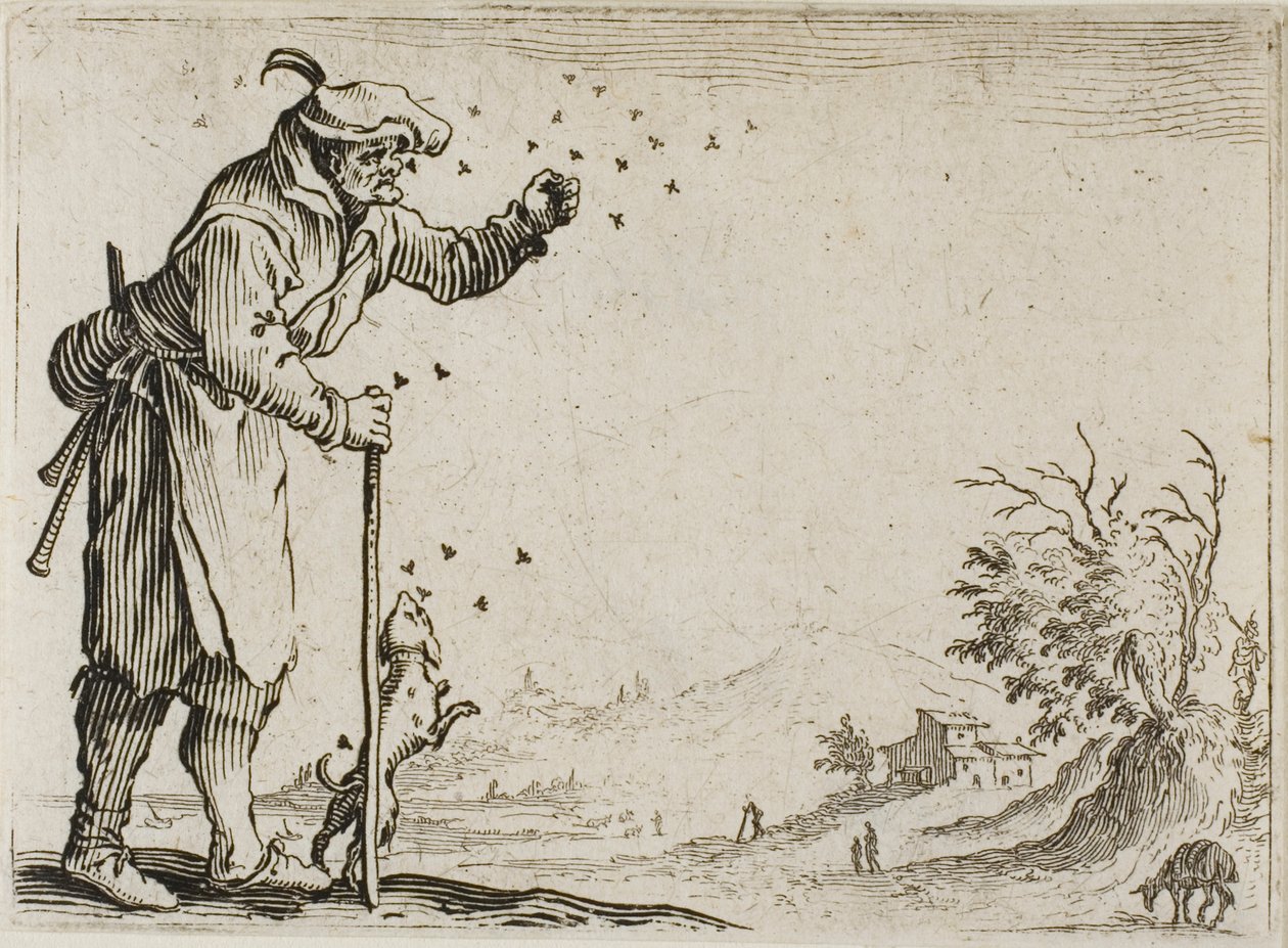 Il contadino attaccato dalle api, da I capricci da Jacques Callot
