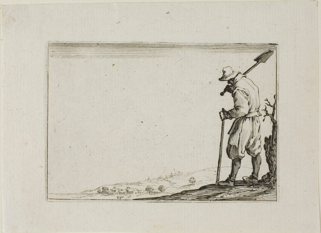 Il contadino che porta la sua pala sulla spalla, dai Capricci da Jacques Callot