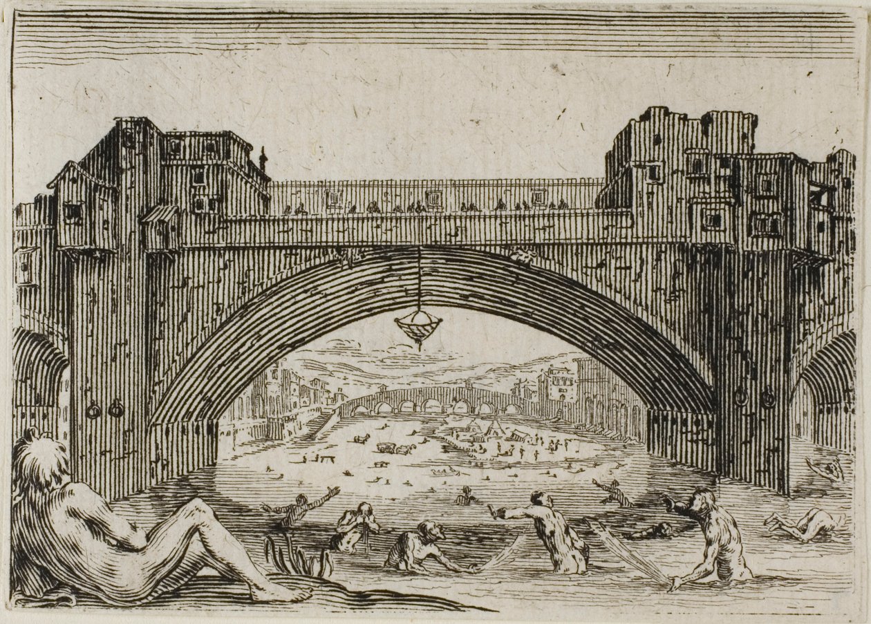 Il Ponte Vecchio a Firenze, da Le Capricci da Jacques Callot