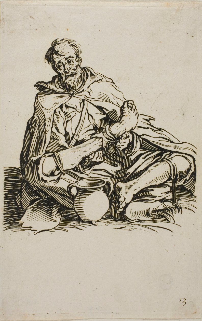 Il Malato, tavola tredici da I Mendicanti da Jacques Callot