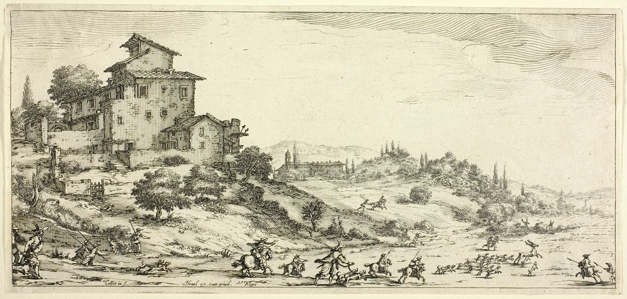 La caccia al cervo, da varie scene disegnate a Firenze da Jacques Callot