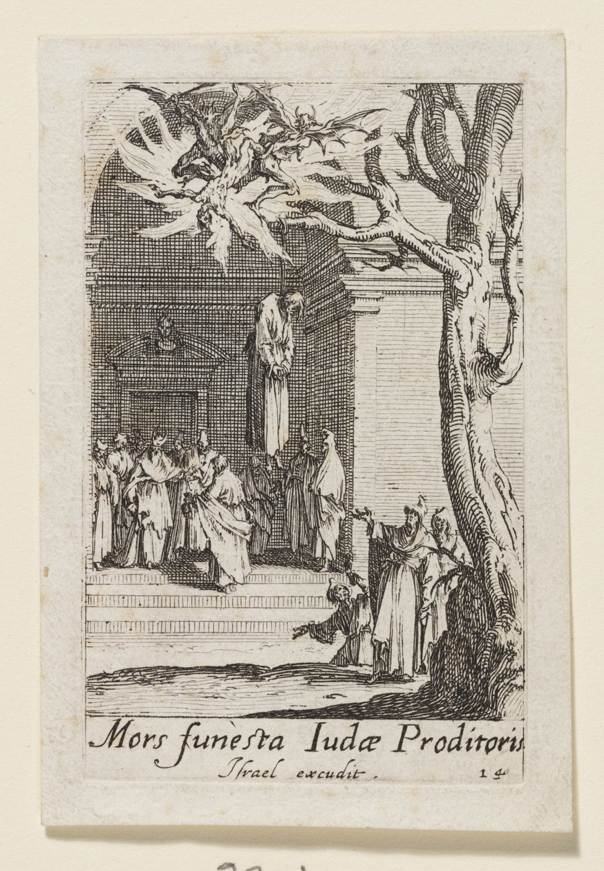 Il suicidio di Giuda il traditore (Mors funesta Judae Proditoris) da Jacques Callot