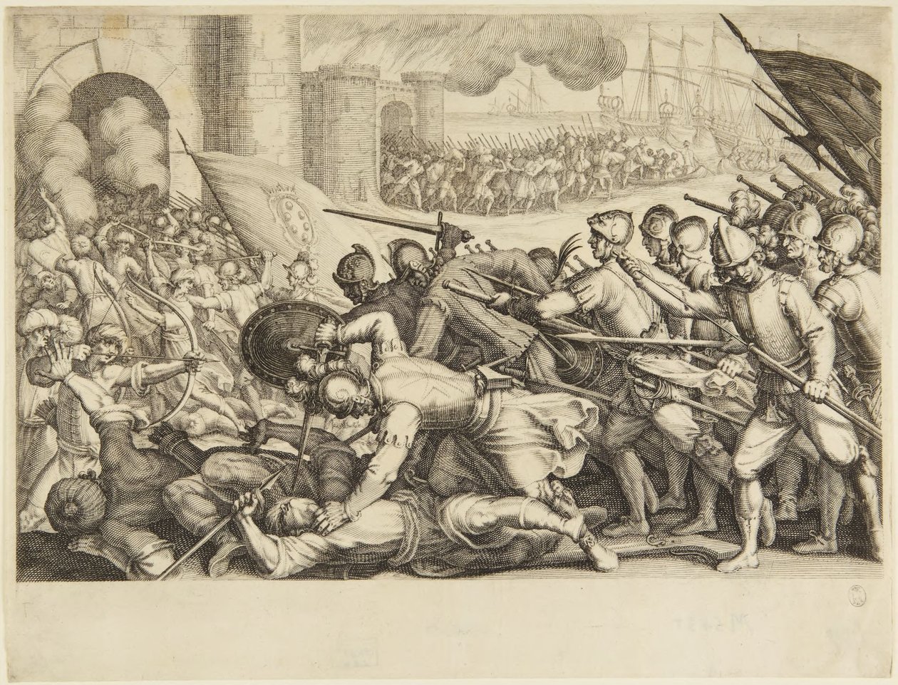 Le truppe che assaltano la porta di una città da Jacques Callot