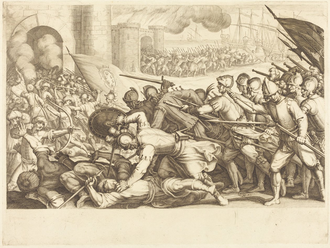 Le truppe che forzano la porta di una città da Jacques Callot