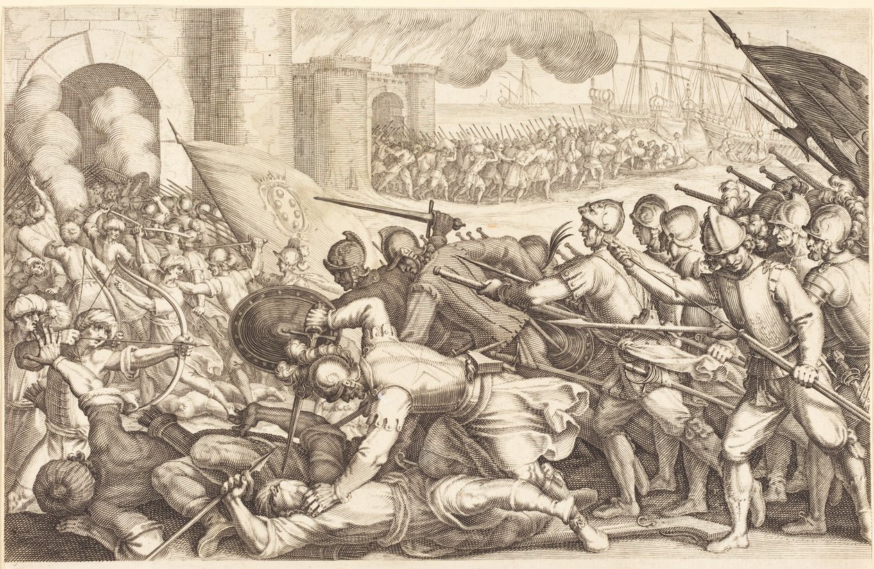 Le truppe che forzano la porta di una città da Jacques Callot