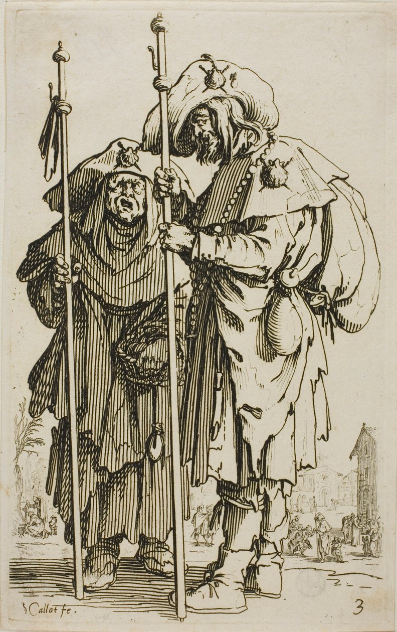 I due pellegrini, tavola tre da I mendicanti da Jacques Callot