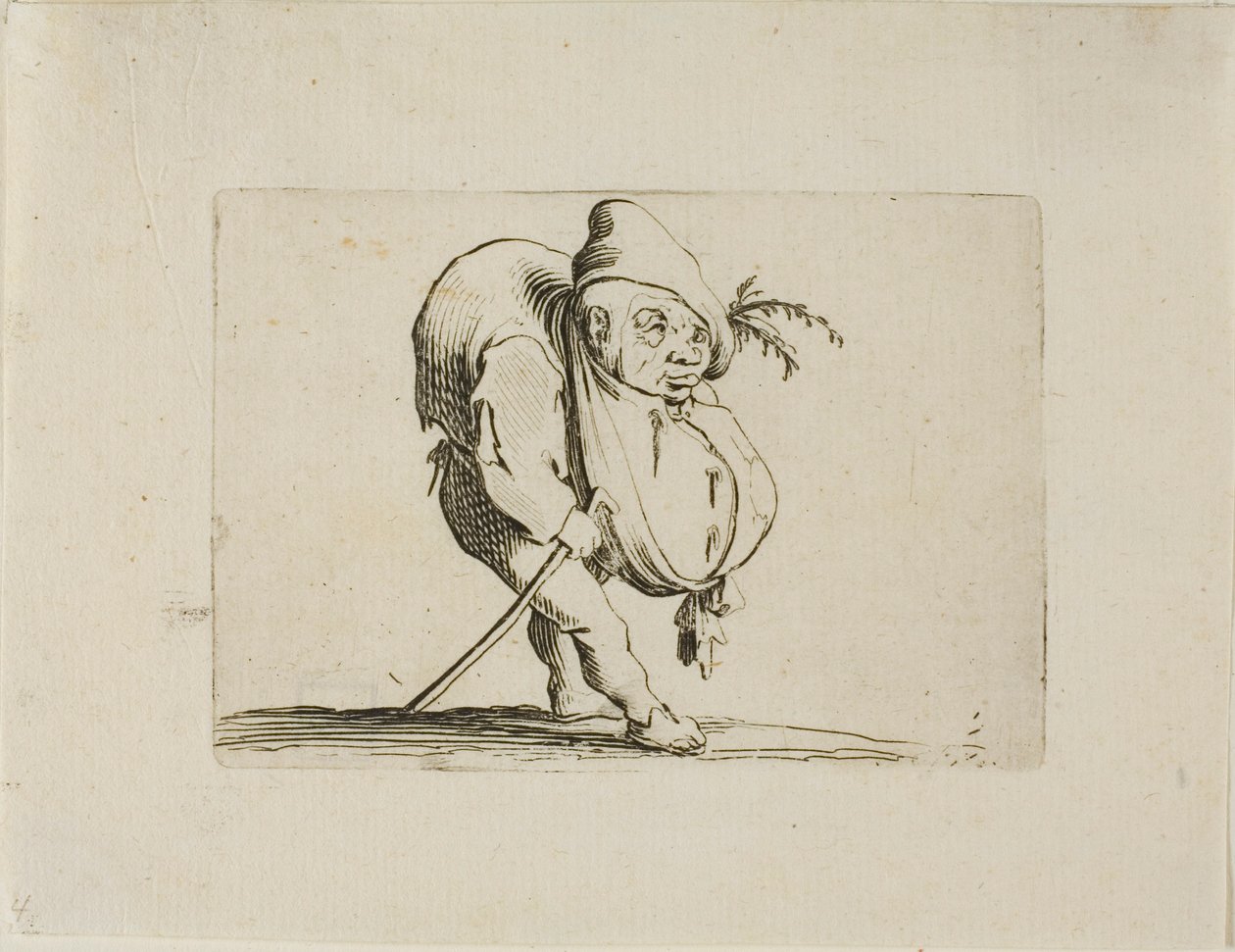 Il gobbo con un bastone, da Varie Figure Gobbi da Jacques Callot