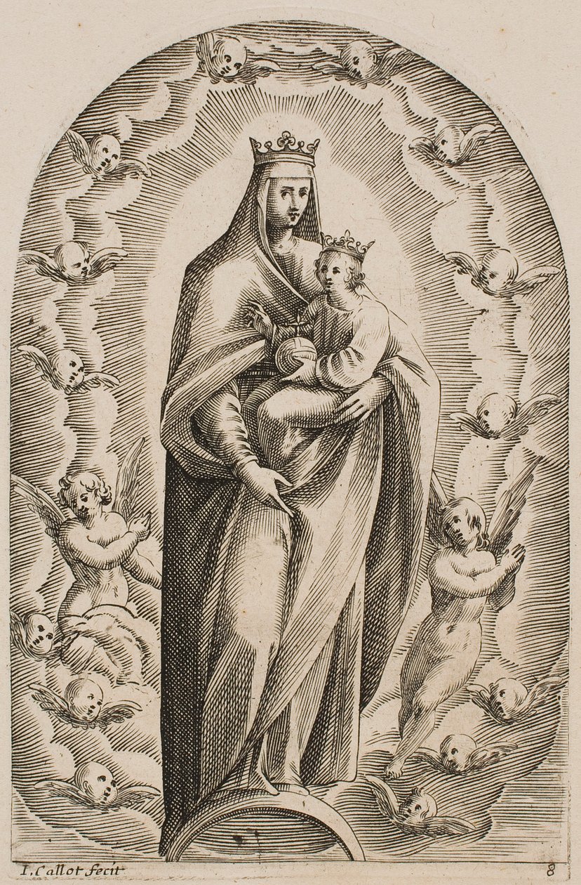 La Vergine in piedi su una mezzaluna, dalla serie “Immagini di Roma” da Jacques Callot