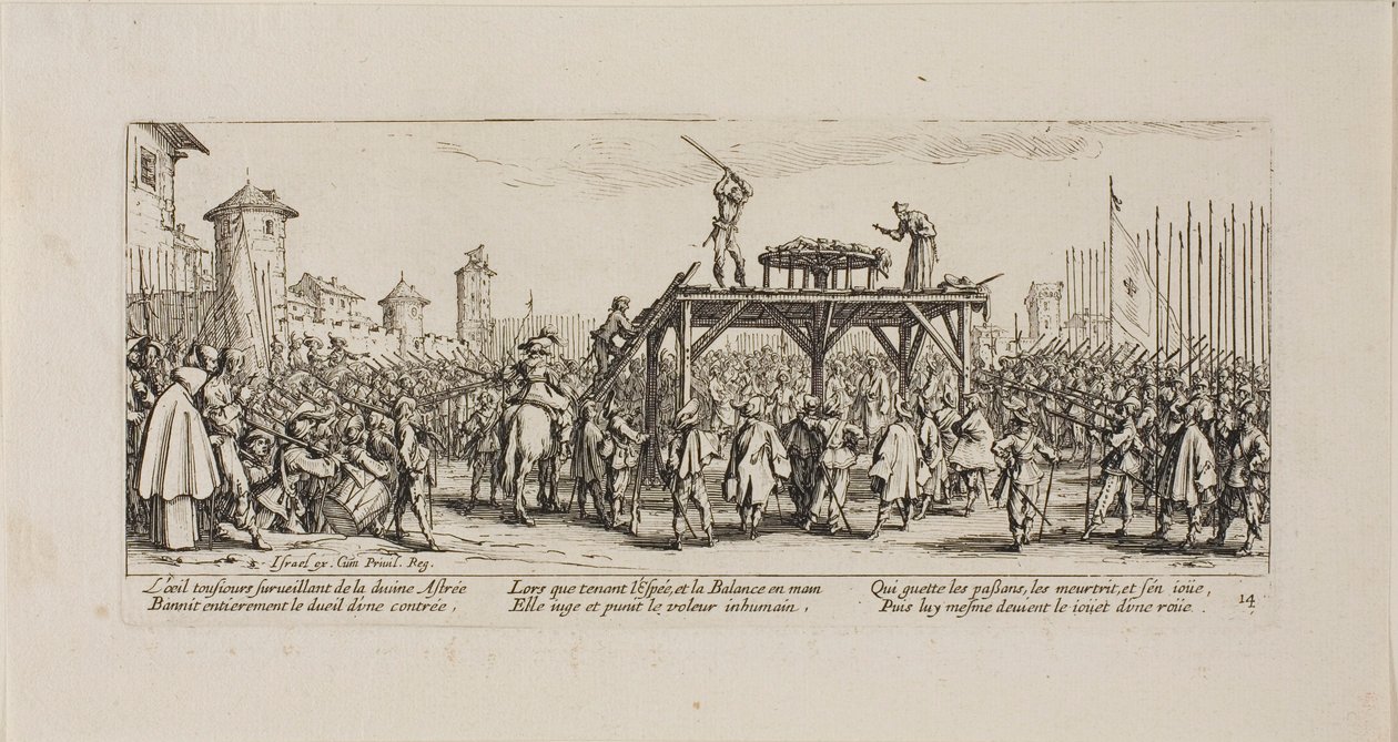 La Ruota, tavola quattordici da Le Miserie della Guerra da Jacques Callot