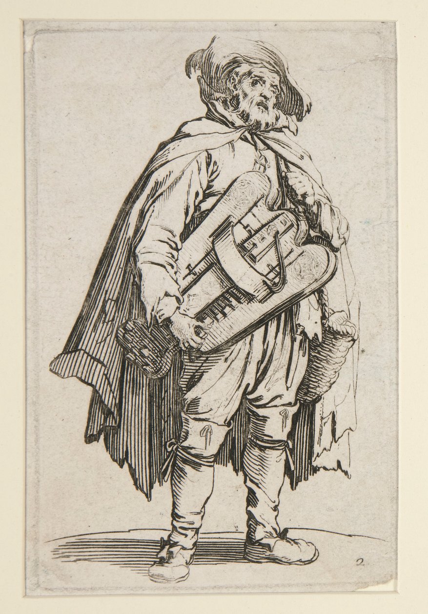 Il suonatore di ghironda, da I mendicanti da Jacques Callot