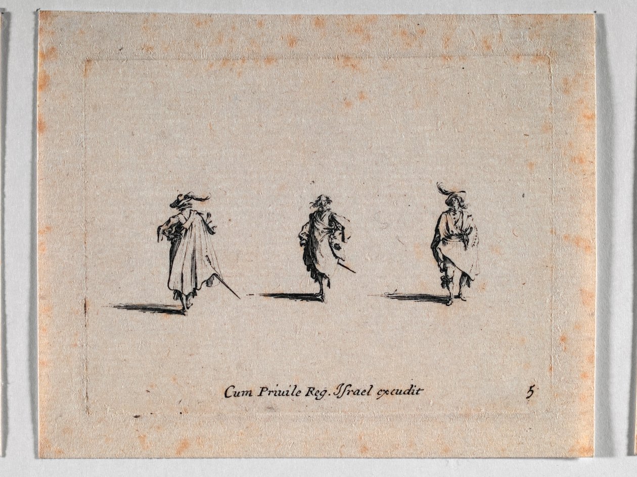 Tre cavalieri, da Les Fantaisies de Noble J. Callot ... da Jacques Callot