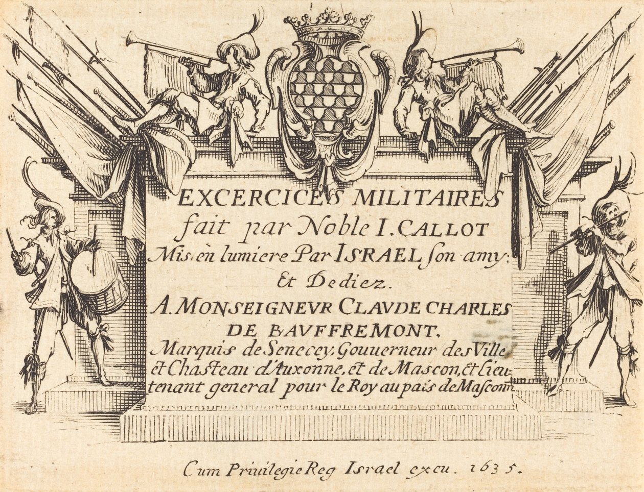 Pagina del titolo per "The Military Exercises" da Jacques Callot