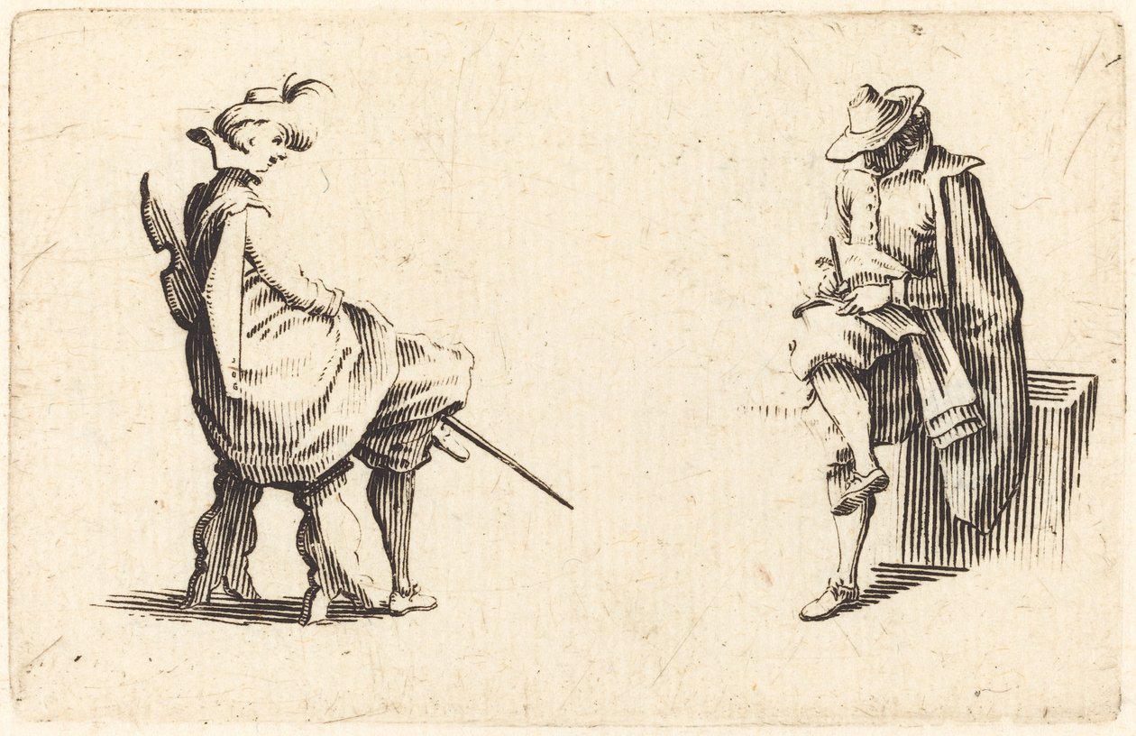 Due figure sedute da Jacques Callot
