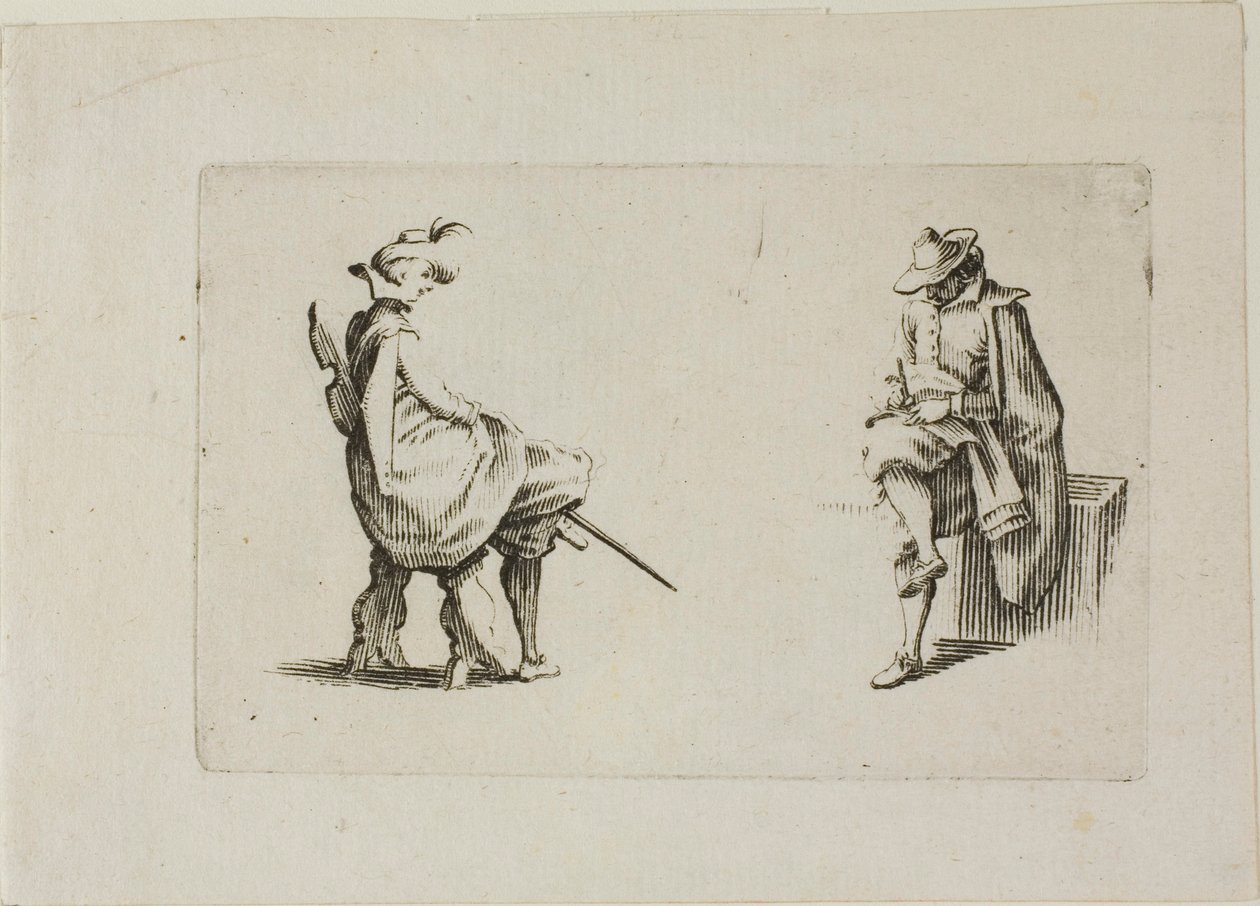 Due uomini seduti, da I Capricci da Jacques Callot