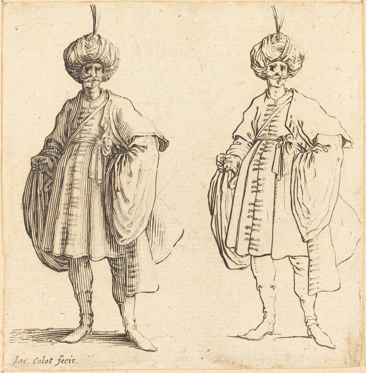 Due turchi vestiti con turbanti e piuma da Jacques Callot