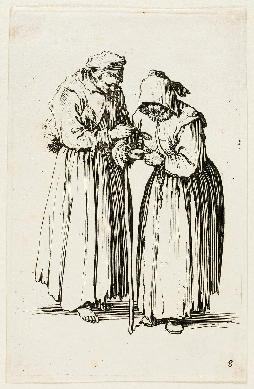 Due donne mendicanti, tavola otto da I mendicanti da Jacques Callot