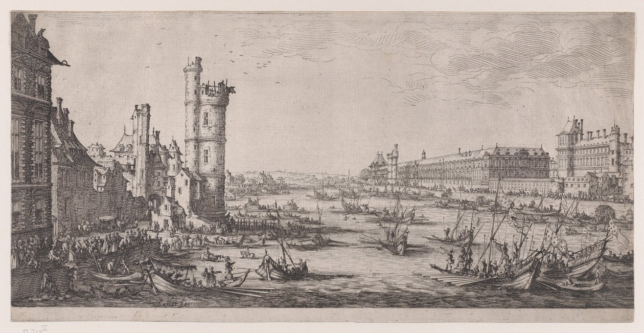 Veduta del Louvre, da «Le due grandi vedute di Parigi» da Jacques Callot