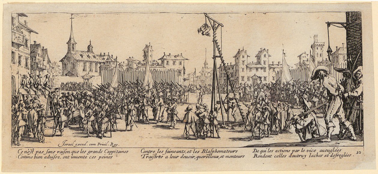 Wippgalgen, foglio 10 della serie "I grigi della guerra" da Jacques Callot