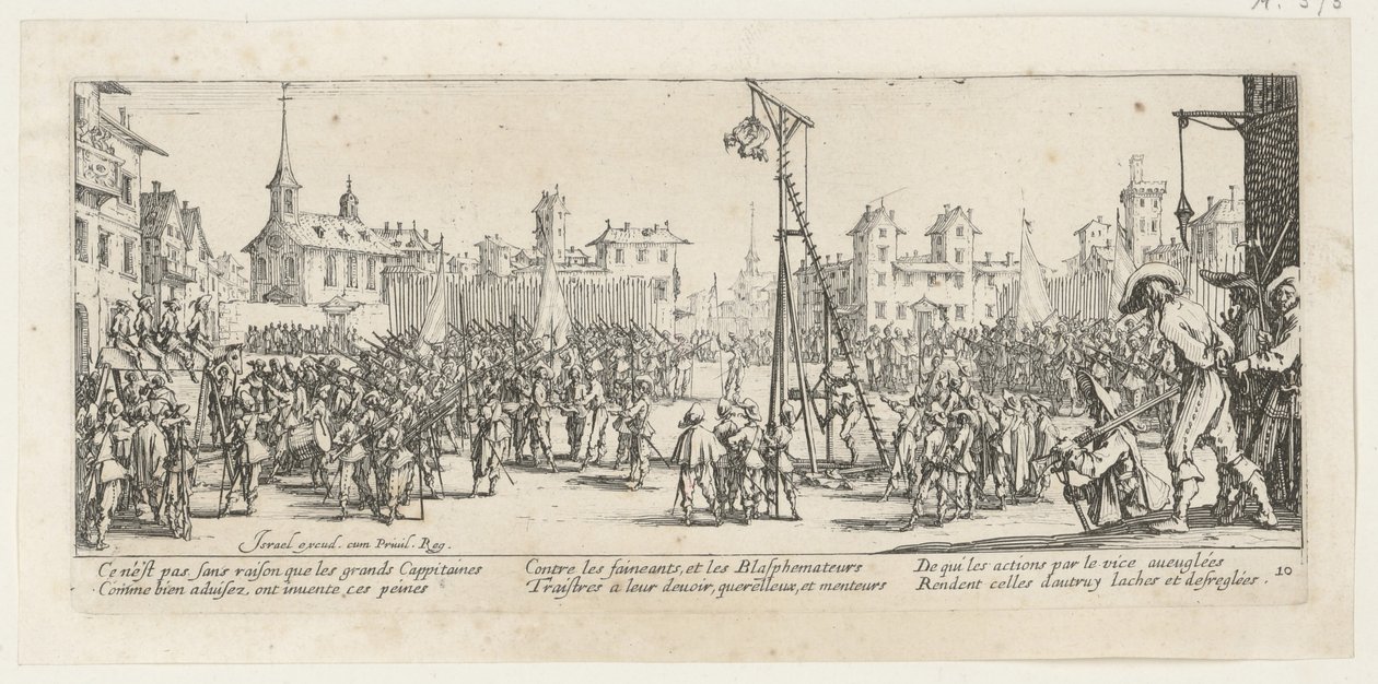 La forca a dondolo, foglio 10 della serie "Gli orrori della guerra" da Jacques Callot