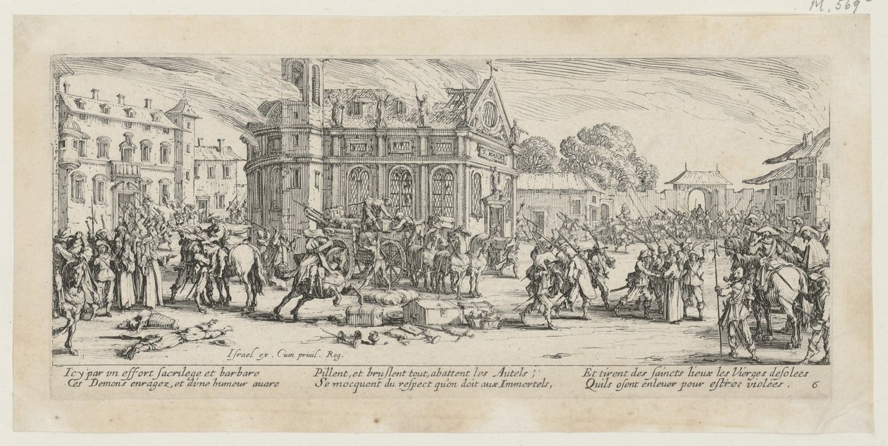 Distruzione di un monastero, foglio 6 della serie “Gli orrori della guerra” da Jacques Callot
