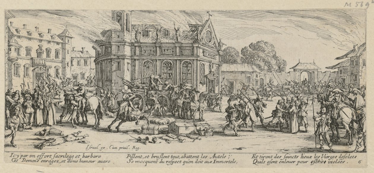 Distruzione di un monastero, tavola 6 della serie «Miserie della guerra» da Jacques Callot