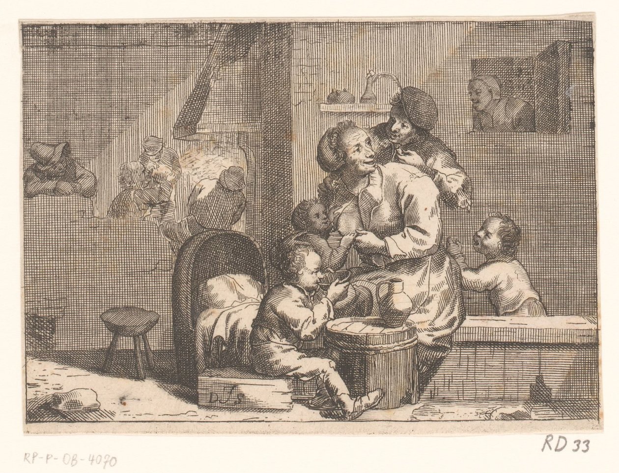 Scena domestica con bambino allattato | Stampa d'arte