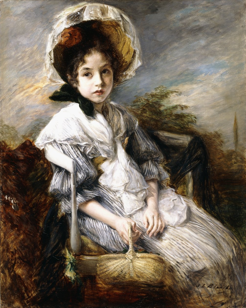 Ritratto di una giovane ragazza seduta in un paesaggio da Jacques Emile Blanche