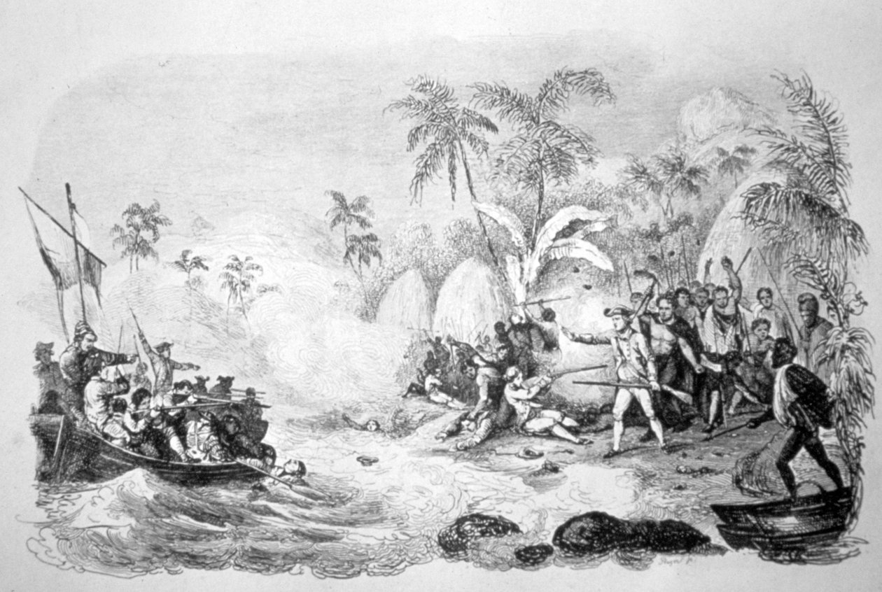 Morte del Capitano Cook da Jacques Etienne Victor Arago