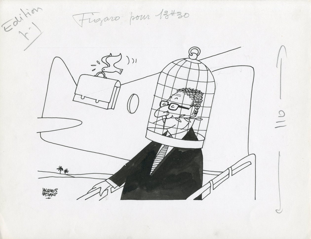 Le Figaro, satira in B/N da Jacques Faizant