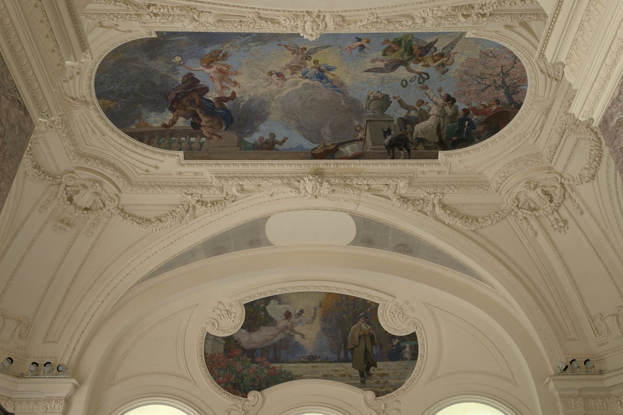 Decorazione del padiglione Nord del Petit Palais - Il trionfo di Parigi (soffitto) - Parigi, capitale intellettuale (Demi-coupole) da Jacques Fernand Humbert
