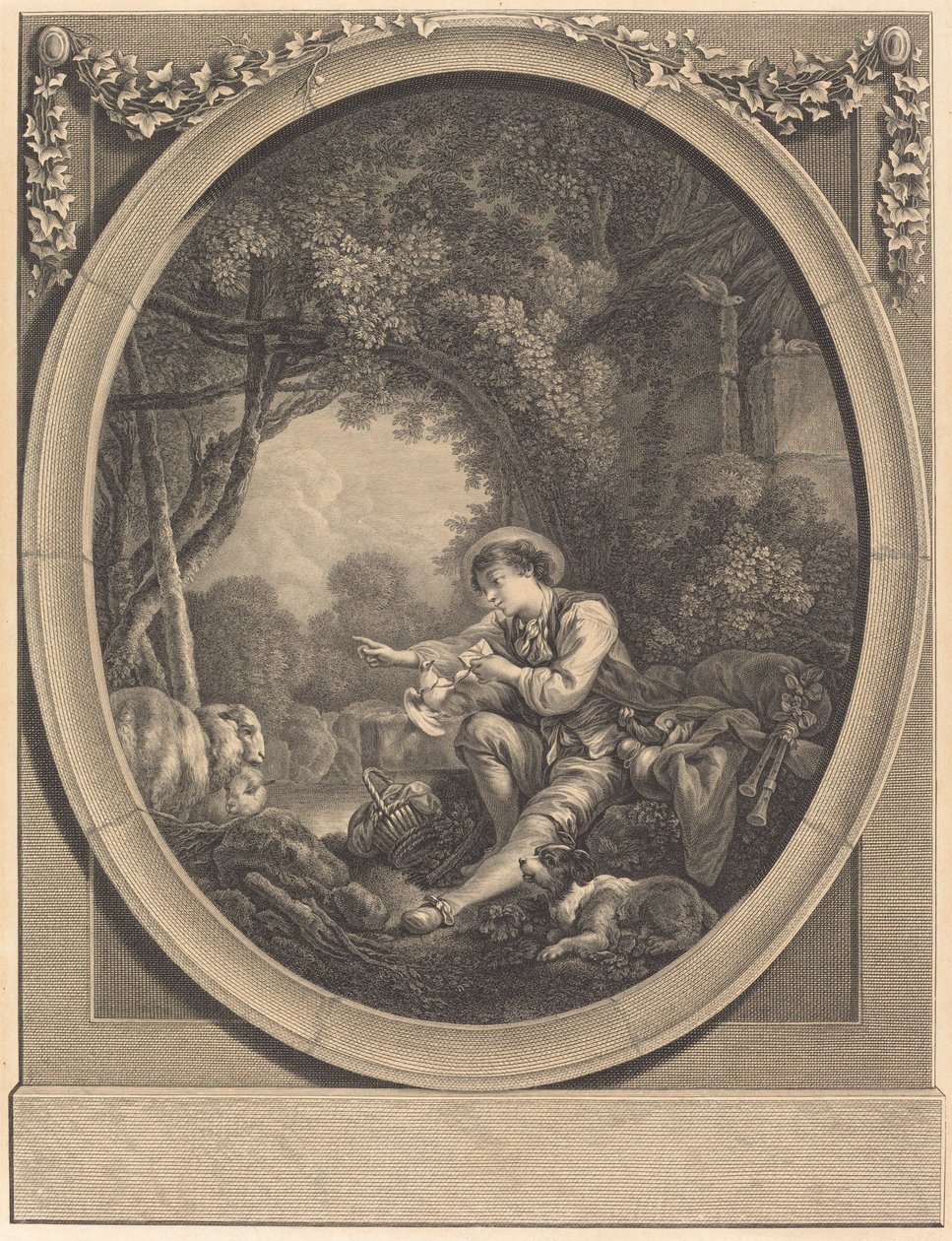 La partenza del corriere da Jacques Firmin Beauvarlet after François Boucher