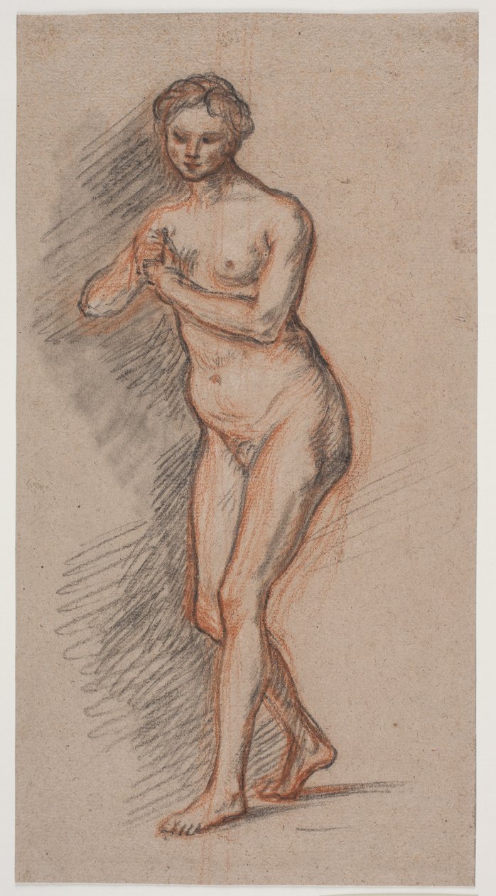 Figura di Modella Femminile con le Mani Davanti al Petto da Jacques Francois Joseph Saly