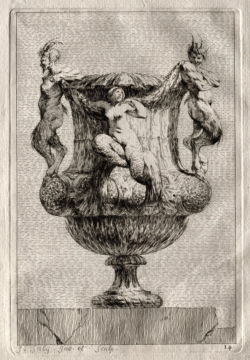 Suite di vasi: Piatto 14, 1746 da Jacques Francois Joseph Saly