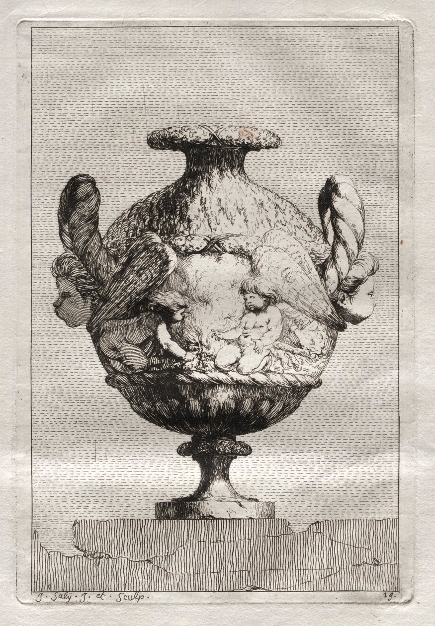 Suite di vasi: Piatto 19, 1746 da Jacques Francois Joseph Saly
