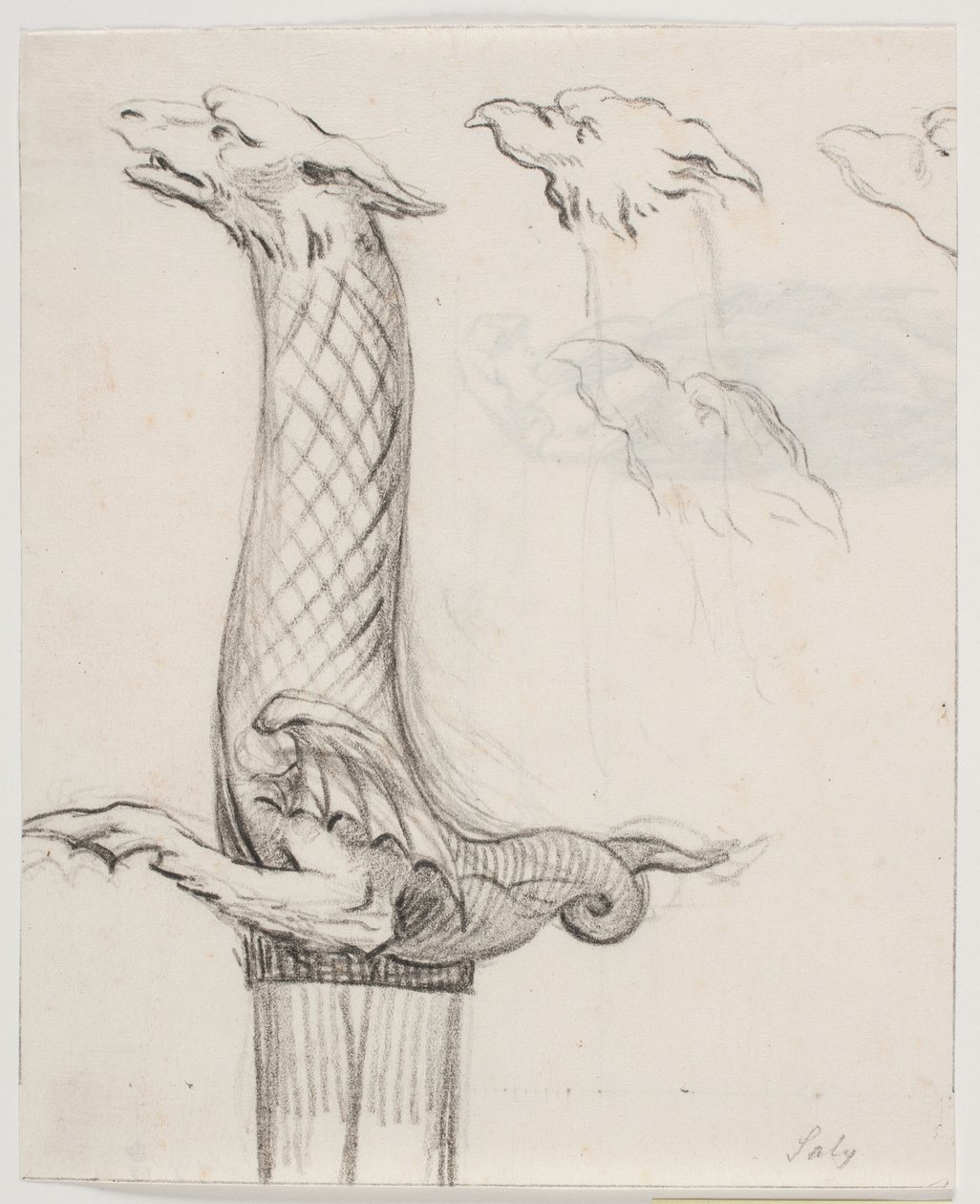 Impugnatura di spada a forma di drago e tre teste di drago da Jacques Francois Joseph Saly